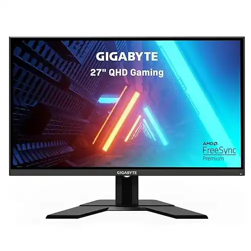 GIGABYTE G27Q 27" 144Hz 1440P Gaming Monitor, 2560 x 1440 IPS Display, 1ms (MPRT) Response Time, 92% DCI-P3, VESA Display HDR400, FreeSync Premium, 1x Display Port, Black (G27Q-SA)