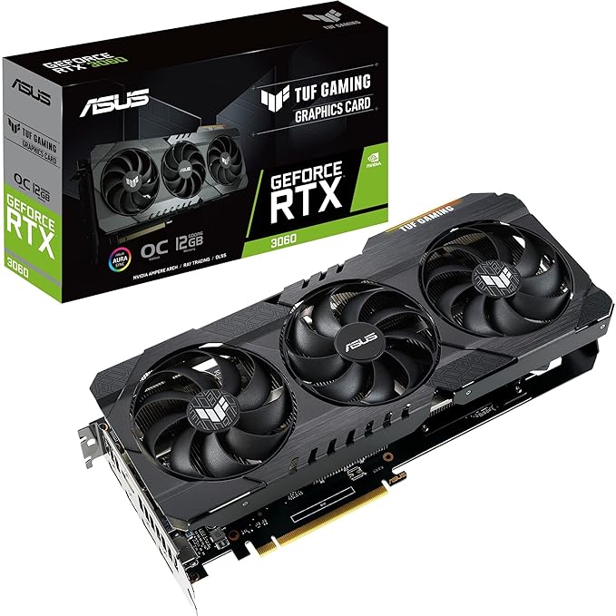 ASUS TUF Gaming NVIDIA GeForce RTX 3060 V2 OC Edition Graphics Card (pci_e_x16, 12GB GDDR6, HDMI 2.1, DisplayPort 1.4a, Dual Ball Fan Bearings, Military-Grade Certification, GPU Tweak II)