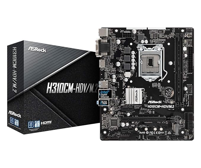 ASRock Intel H310 Chip - LGA1151 - 8th/9th Generation MicroATX Motherboard - H310CM –HDV/M. 2