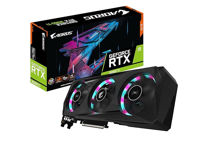 GIGABYTE AORUS GeForce RTX 3060 Ti pci_e_x16 Elite 8G (REV2.0) Graphics Card, 3X WINDFORCE Fans, LHR, 8GB 256-bit GDDR6, GV-N306TAORUS E-8GD REV2.0 Video Card