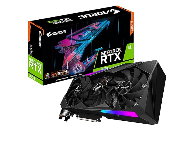 GIGABYTE AORUS GeForce pci_e_x16 RTX 3070 Master 8G (REV2.0) Graphics Card, 3X WINDFORCE Fans, 8GB 256-bit GDDR6, GV-N3070AORUS m-8GD REV2.0 Video Card