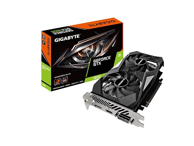 GIGABYTE pci_e_x16 GeForce GTX 1650 D6 WINDFORCE OC 4G (rev. 2.0) Graphics Card, 172mm Compact Size, 4GB 128-Bit GDDR6, GV-N1656WF2OC-4GD REV2.0 Video Card