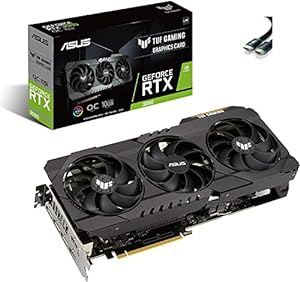 ASUS TUF Gaming NVIDIA TUF RTX 3080 O10G V2 Gaming Graphics Card (PCIe 4.0, 10GB GDDR6X, LHR, HDMI 2.1, DisplayPort 1.4a, Dual Ball Fan Bearings, Axial-tech Fan, GPU Tweak II) _HDMI Cable(4K@60Hz)