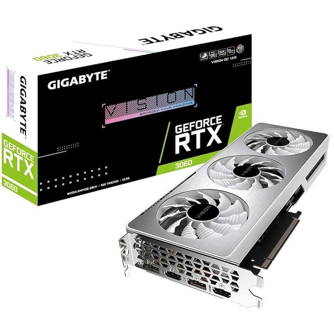 GIGABYTE GeForce pci_e_x16 RTX 3060 Vision OC 12G (REV2.0) Graphics Card, 3X WINDFORCE Fans, 12GB 192-bit GDDR6, GV-N3060VISION OC-12GD REV2.0 Video Card