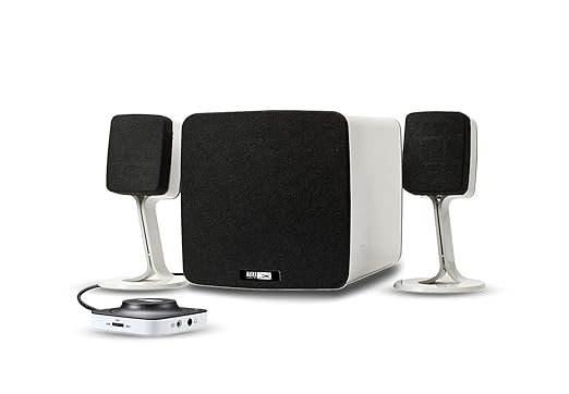 Altec Lansing AL-2.1-02. This compact 2.1 channel speaker system delivers 38 watts of powerful sound, perfect for music, movies, and games